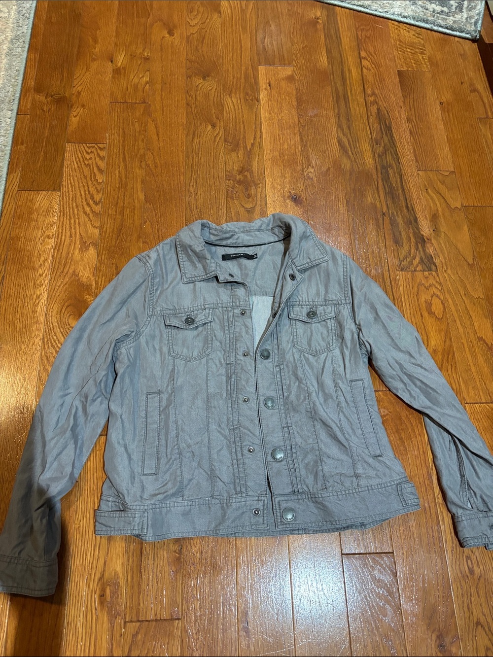 Tahari Men's Light Gray Button-Front Shirt Jacket